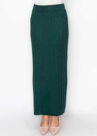 YAL New York Cable Knit Maxi Skirt in Green