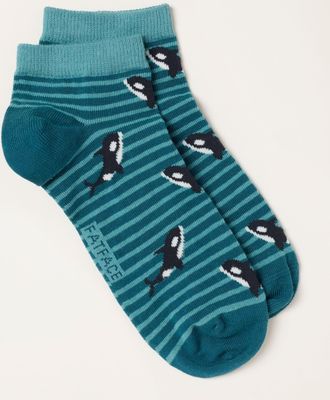 Fat Face FatFace Teal Blue Orca Trainer Socks