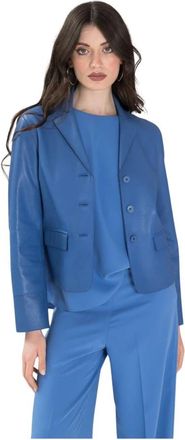 P.A.R.O.S.H. Maciock Blazer - Dames - Blazers - Blauw - L - Leer - Jassen
