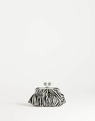 Topshop Clover piccola pochette in vera pelle con pelo zebrata-Nero