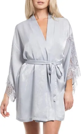 In Bloom by Jonquil Lace Wrap Robe in Silver at Nordstrom, Size X-Large