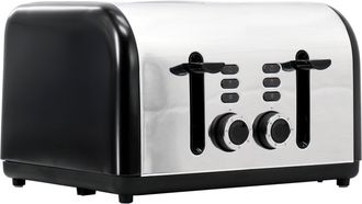 Redmond 4-Slice Wide Slot 1400W Stainless Steel Toaster in Black