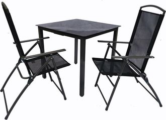 ebuy24 Vcm 3 piezas Conjunto de muebles de jardín Grupo de asientos Grupo de comedor 1x Mesa, 2x Sillas Mesa Dimensiones aprox. al. 76 x an. 80 x p. 80 cm