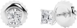 Grown Brilliance 14K White Gold IGI Certified 1 Carat Princess Cut Lab Grown Diamond Stud Earrings for Women, VS Clarity, E-F Color