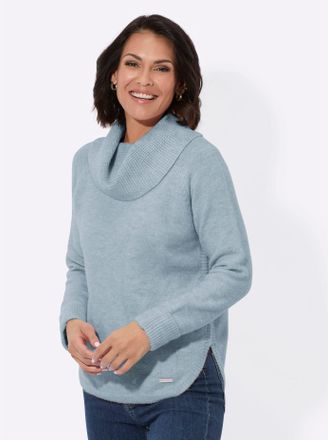 Casual Looks Rollkragenpullover CASUAL LOOKS Rollkragenpullover, Damen, Gr. 40, blau (hellblau, meliert), 76% Polyester, 20% Polyacryl, 4% Polyamid, meliert, Pullo