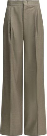 SA SU PHI Bogart Wijde Pijpen Broek met Plooi - Dames - Wijde Broeken - Bruin - XS - Wol - Broeken