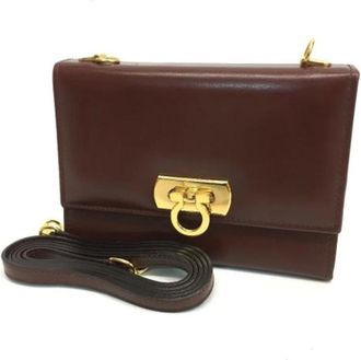 Ferragamo Pre-owned Cross Body Bags, female, Brown, Size: ONE SIZE Pre-owned Leather Shoulder Bag
