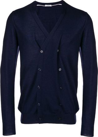 Paolo Pecora Double-breasted vest met V-hals - Heren - Truien - Blauw - Maat: L Wol