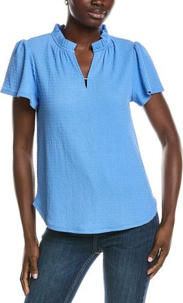 Jones New York Seabreeze Crinkle Flutter Top