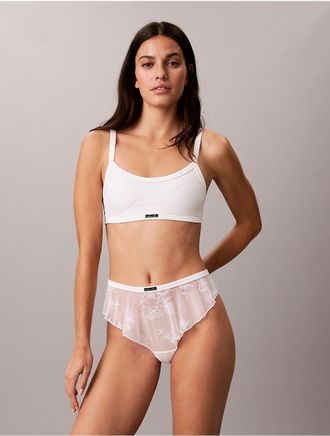 Calvin Klein Womens Icon Stretch Lace Tanga - White - XL