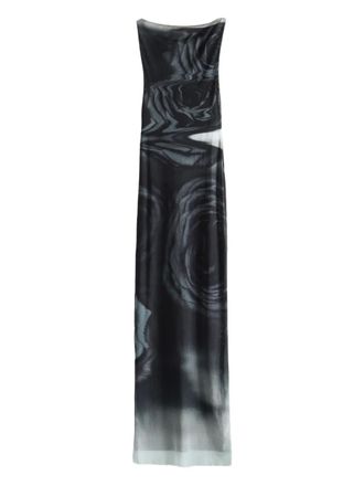 Jean Paul Gaultier rose-print sleeveless maxi dress - women - Polyamide - S - Grey