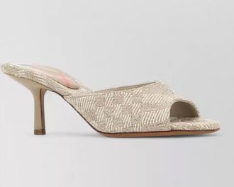 Burberry fabric mules peep toe stiletto heel
