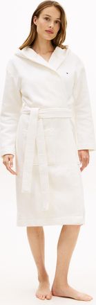 Tommy Hilfiger Bademantel, Damen, Gr. XL (42/44), ecru, Obermaterial: 100% Baumwolle, TOMMY HILFIGER UNDERWEAR, Hausm&auml;ntel Bademantel, mit Waffelstruktur