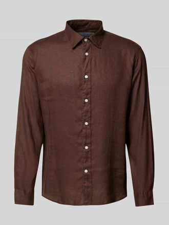 Selected Loose Fit Freizeithemd aus reinem Leinen Modell REGKYLIAN in Dunkelbraun, Gr&ouml;&szlig;e XL