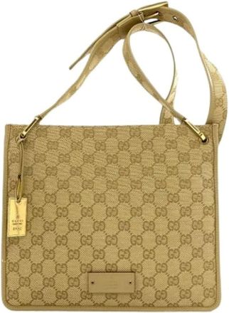 Gucci Pre-owned Cross Body Bags, female, Beige, Size: ONE SIZE Pre-owned Canvas Shoulder Bag