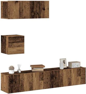 vidaXL Vidaxl - Conjunto De Mueble De Tv 4 Piezas Montado La Pared Madera Vieja