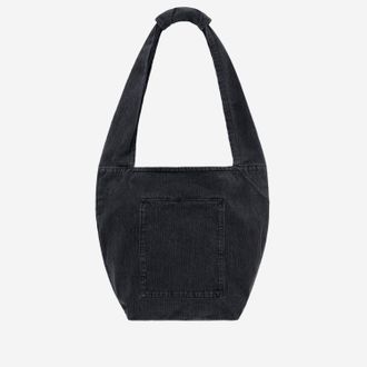 Solid Homme Mens Shoulder Bag Cotton Denim Black