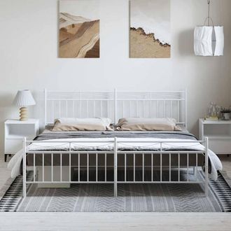 Berkfield Home Metal Bed Frame with Headboard & Footboard White 183x213 cm