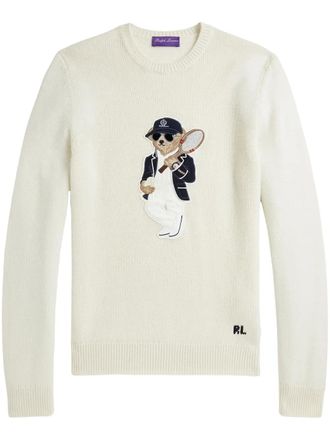 Ralph Lauren Purple Label Polo Pony-appliqué jumper - men - Nylon/Polyurethane/Cashmere - L - White