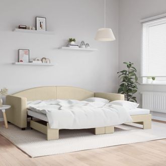 vidaXL Sof&aacute; Cama Nido Tela Crema 100x200 Cm Vidaxl