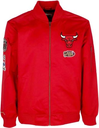 Mitchell & Ness Chicago Bulls NBA Bomberjack Lichtgewicht - Heren - Vesten met rits - Rood - XL - Katoen - Hoodies & sweatvesten