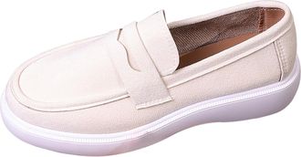 Generic Loafers for Women Suede Flat Shoes Round Toe Slip-Ons Comfortable Dressy Shoes Formal Work Flat for Business Work Everyday Wear (Beige, 5.5)