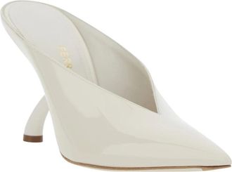 Ferragamo Heeled Mule van lakleer - Dames - Muiltjes - Wit - 37 1/2 EU - Leer - Schoenen
