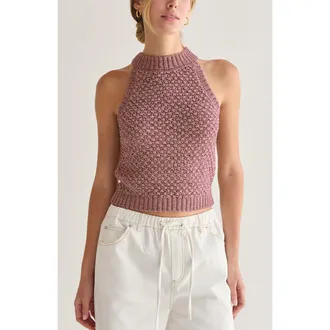 Crescent Basket Weave Halter Knit Top in Mauve at Nordstrom, Size X-Small