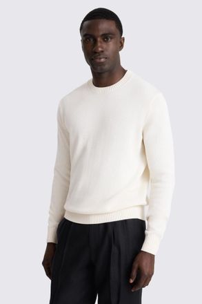 Moss Off-White Cotton Crew Neck Jumper