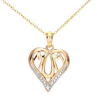 Diamant L'éternel 9ct geelgouden diamanten moederhanger hartvormige 18-inch ketting