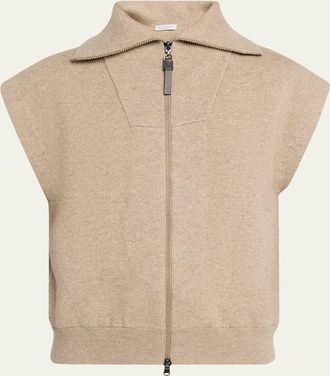 Brunello Cucinelli Sleeveless Cashmere Zip Cardigan