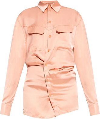 Off-white Satijnen Jurk - Dames - Shirt Kleedjes - Oranje - XS - Satijn - Kleedjes