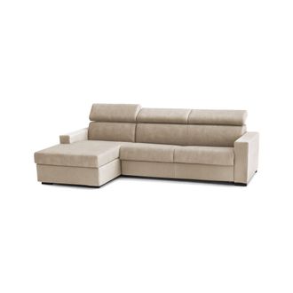 Dmora Sof&aacute; Fijo Dndiay, Sof&aacute; De Esquina, 100% Made In Italy, Sof&aacute; De Sal&oacute;n Con Chaise Longue, En Tela Acolchada - Pen&iacute;nsula Contenedor Izquierda, Con Reposa