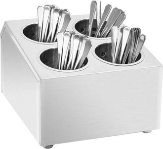 vidaXL Portaposate con 4 Inserti Quadrato in Acciaio Inox - Vidaxl