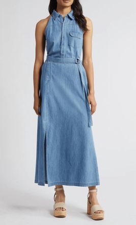 Du Paradis Paros Sleeveless Shirt Dress In Blue