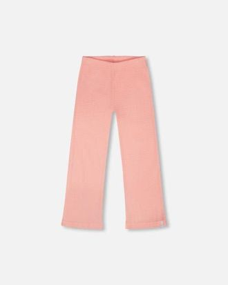 Deux par Deux Crinkle Jersey Flared Bottom Leggings in Peach Pink at Nordstrom, Size 24M