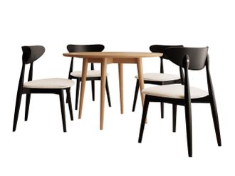 Mirjan24 Conjunto De Comedor Racine 124, Negro, 76x0x0cm, Di&aacute;metro: 100, N&uacute;mero De Asientos: 4, Estilo: Contemporary