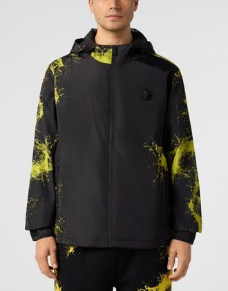 Plein Sport Windbreaker Jacket Splash Men in Black at Nordstrom, Size Xxx-Large