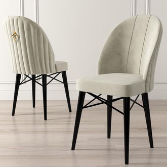 Dmora Silla Perillis, 6 Sillas, Tapizadas, Soporta 120 Kg, Gris Claro