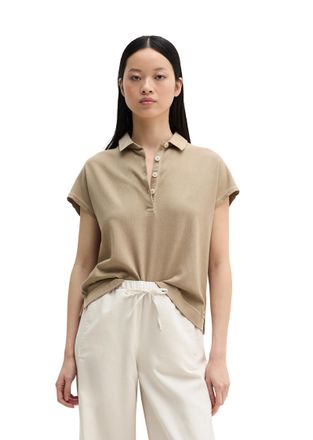 Marc O'Polo Poloshirt MARC OPOLO, Damen, Gr. L, earthy taupe, Jersey, Obermaterial: 100% Baumwolle, oversize, Shirts Poloshirt, oversized, aus leichtem Jersey
