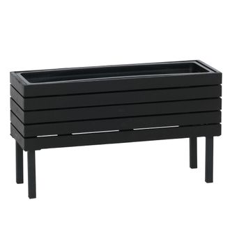 Hhg [nunca Usado] Jardinera Hhg-453, Jardinera De Exterior De Acero Color Acacia, 36 X 62 X 22 Cm, Con Certificaci&oacute;n Mvg, Negro