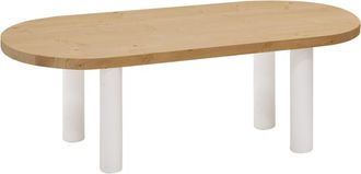 Deco Wood Mesa de centro de madera maciza blanca y tono medio 120x40cm