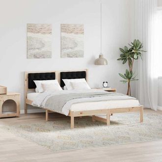 vidaXL Bed Frame with Headboard Black 140 x 200 cm Solid Pine Wood vidaXL