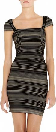 H&eacute;rve L&eacute;ger Pre-Loved Sandra Bandage Dress In Black And Beige Stripes