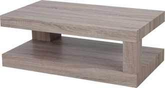 Hhg Nunca Usado] Mesa De Centro Hhg 394, Mesa De Sal&oacute;n, Estructura 3d, 40x110x60cm Certificado Mvg, Aspecto Roble Oscuro