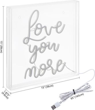 Jonathan Y Designs Love Square Contemporary Glam Acrylic Box USB Operated LED Neon Light in White at Nordstrom