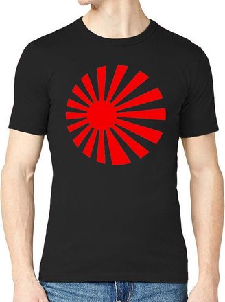 Generic JDM Sun Circle Japan Rising Sun Flag Mens Crew Neck T-Shirt Medium Black