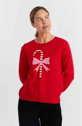 Chinti and Parker Wool-Cashmere Candy Cane Sweater in Velvet Red at Nordstrom, Size X-Large