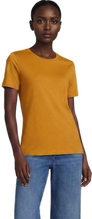Lands End Tall Relaxed Supima Cotton Embroidered Crew Neck T-Shirt in Soft Citrus/blue Flower Patch at Nordstrom, Size X-Large