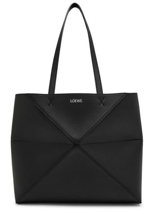 Loewe Puzzle Fold Medium Leather Tote bag - Black - One Size